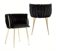 XCNSHIDY Chaise de salle à manger de luxe tissée à la main en velours doré | Chaise confortable pour table à manger et cuisine | Meuble de salle à manger moderne | Chaise de maquillage facile