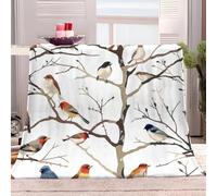 XCQHZYQ Couverture Polaire Branche d'oiseaux 180x200 cm Couvertures et Plaids en Polaire Sherpa pour Enfants Baby Cadeaux Couvertures de lit Doux et Chaude Couch Sofa Chambre