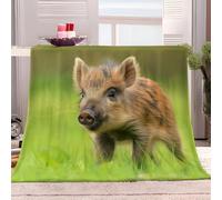 XCQHZYQ Couverture Polaire Sanglier Animal Herbe 130x150 cm Couverture de lit Plaid Polaire pour Adultes d'enfants, 3D Imprimée Sherpa Couverture de Canapé en Microfibre