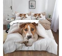 XCQHZYQ Parure de Lit Chien 220x240 cm Jack Russell Terrier Animal, Sets Housse de Couette 3D Imprimé en Coton Polyester avec 2 Taies d'oreiller 65x65 cm, Ensemble de literie pour Adultes