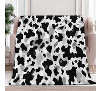 XCQHZYQ Plaid Couverture Polaire Flanelle 130x170 cm, Jeté de Canapé Taches De Vache Microfibre Doux Chaud Epaisse Noir Et Blanc Couvre-Lit Sofa Couverture lit 1 Personne