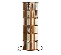 XCRFKGW Bibliothèque Pivotante en Bambou - Étagère à Livres rotative à 360°, étagère autoportante à Plusieurs Niveaux pour Chambre d'enfant et Salon, Tour à Livres Gain de Place (6 étages)