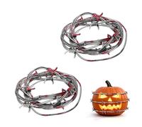 XCSJ Lot de 2 fils barbelés décoratifs en plastique - 5 m | Fil barbelé décoratif en rouille, fil barbelé d'Halloween, fil décoratif réaliste pour Halloween, carnaval, fête