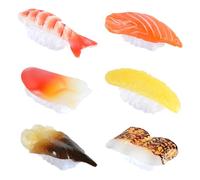 XCSJ Sushi Artificiel Simulation Alimentaire Simulation Sushi Rice Roll Miniatures Nourriture Artificielle Réaliste Simulé Sushi Food Prop pour Restaurant, Magasins, Cuisine, Party - 6 Pièces (A)