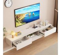 XDCXYD Meuble TV Suspendu avec Tiroir Et Porte Rabattable vers Le Bas(Blanc,200 * 24 * 20cm)