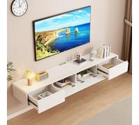 XDCXYD Meuble TV Suspendu avec Tiroir Et Porte Rabattable vers Le Bas(Blanc,240 * 24 * 20cm)