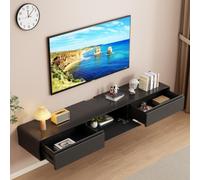 XDCXYD Meuble TV Suspendu avec Tiroir Et Porte Rabattable vers Le Bas(Noir,140 * 24 * 20cm)