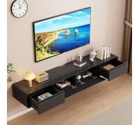 XDCXYD Meuble TV Suspendu avec Tiroir Et Porte Rabattable vers Le Bas(Noir,240 * 24 * 20cm)