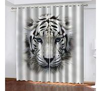 XDJQZX Rideau Occultant Thermiques 3D Tigre Blanc Animal Imprimé Rideaux Opaque À Oeillets 260 X 240 Cm Chambre Salon Chambre Enfant Cuisine Décoration De Fenêtre Lot De 2