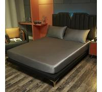 XDMING Drap-Housse en Soie de Mûrier Naturelle Pure avec Bande élastique, Literie Fixe de Couleur Pure 140x190Cm