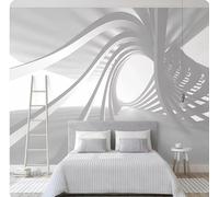 XDOUBAO Papier peint 3D géométrique espace blanc papier peint mural pour chambre salon TV canapé peinture murale décoration de la maison, 3D, 350x245cm