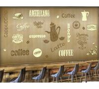XDOUBAO Papier Peint Rétro Lettres Anglaises Peintes À La Main, Cuisson De Café, Gâteau, Pâtisserie Occidentale, Thé De L'après-midi, Restaurant Occidental, Fond Mural De Café,3D,300x210cm