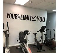 XDOUBAO Your Only Limit is You Lot de 22 stickers muraux pour bureau, salle de sport, citation inspirante motivante Noir 100 x 13 cm