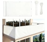 XDPBLM Toile d'intimité Anti-espionnage - 4x1.6M/400x160CM Blanc - Protection UV 95%, Filet d'ombrage avec Attaches autobloquantes et Cordes, idéal pour terrasses, Jardins et balcons