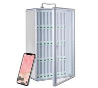 XDXINY Armoire à téléphone portable 12/24/36/48/60 casiers Armoire de rangement avec poignée de transport, serrure, en aluminium pour montage mural ou sur bureau Idéal pour école, bureaux (Couleur