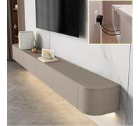 XDXINY Console multimédia TV flottante - Meuble TV mural - Grand banc de rangement sous TV - Meuble bas avec tiroirs et support de routeur (kaki, 260 x 20 x 24 cm)