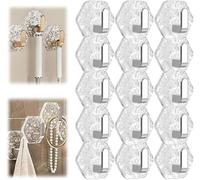 Xebular Water Ripple Hexagonal Self Adhesive Hooks,No Drill Bathroom Kitchen Wall Hooks,Wall Mounted Waterwave Hook,Heavy Duty Waterproof Adhesive for Towels, Keys, Home Decor (Silver, 15 Pcs)
