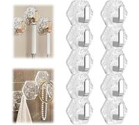 Xebular Water Ripple Hexagonal Self Adhesive Hooks,No Drill Bathroom Kitchen Wall Hooks,Wall Mounted Waterwave Hook,Heavy Duty Waterproof Adhesive for Towels, Keys, Home Decor (Silver, 10 Pcs)