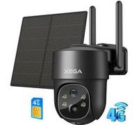 Xega 3G/4G LTE Caméra Surveillance Solaire avec Carte Sim, 2K HD 4G Caméra Extérieure sans Fil inclinable à 355°/90°, Caméra de Surveillance sans WiFi, Vision Nocturne, Détection de Mouvement, IP66 [C