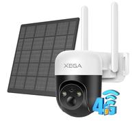 Xega 4G Caméra Solaire Extérieure avec Carte SIM sans WiFi Autonome | 2K, Batterie Intégrée, Détection de Mouvement Personnalisée, Projecteur & Sirène, Alerte APP Instantanée, Abonnement Requis