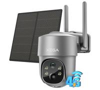 Xega 4G Caméra Surveillance Solaire PTZ Extérieure avec Carte SIM sans WiFi | 2K HD, Batterie Autonome, sans Fil, 355°/90° Inclinable, Vision Nocturne, Détection de Mouvement, Abonnement Requis