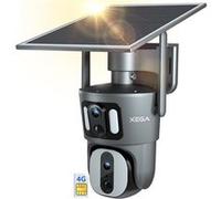Xega 4G LTE Caméra de Sécurité Extérieure - Double Objectif - énergie Solaire sans Fil -Vue à 360 ° - Couleur Vision Nocturne -Audio Bidirectionnel IP66 étanche G