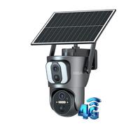 Xega 4G LTE Caméra de surveillance Solaire Double objectif avec Carte SIM , Vision Nocturne, Batterie 14400mAh & Panneau 6W