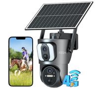Xega 4G LTE Caméra Solaire【Double Objectif】avec Carte Sim, 14400mAh Camera Extérieure sans Fil, Détection de Personne 2K HD Inclinable 355°/100°, Autonome sur Batterie,Vision Nocturne IP66 (Non WiFi)