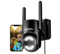 Xega 4G LTE Caméra Surveillance avec Carte SIM【24/7 Enregistrement】 Filaire