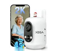 Xega 4G LTE Caméra Surveillance Intérieure avec Carte SIM sans Fil, 2K Caméra sans WiFi pour Bébé/Animaux/Âgées, 6000mAh Batteries, 355°P/60°T, Vision Nocturne, PIR Détection, TF/Cloud, Non Étanche