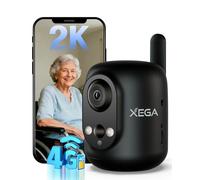 Xega 4G LTE Caméra Surveillance Intérieure avec Carte SIM sans WiFi,2K HD