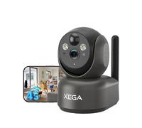 Xega 4G LTE Caméra Surveillance Intérieure sans Fil Gris, 2K IP Caméra pour Bébé/Animaux, 355° PTZ Caméra Carte Sim, Vision Nocturne, Détection de Mouvement, Audio Bidirectionnel, Accès à Distance