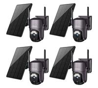 Xega 4PCS 2K PTZ Caméra de sécurité Solaire extérieure sans Fil