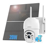 Xega Caméra 4G Solaire 24/7 Extérieure avec Carte SIM sans WiFi 20W Panneau