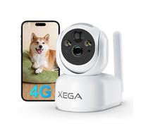 XEGA Caméra de surveillance 3G/4G LTE Sans fil avec Batteries Carte SIM 2K Vision nocturne AI PIR détection Audio bidirectionnel
