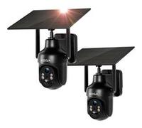 Xega Caméra de Surveillance Extérieure WiFi 2,4GHz Solaire Lot de 2, 3MP HD PTZ Vision Nocturne Couleur, Détection de Mouvement PIR G