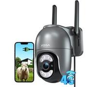 Xega Caméra Surveillance 4G LTE 2K avec Carte SIM Filaire, Enregistrement 24/7, Détection Humaine, Suivi Auto, Spotlight, Sirène, Intérieur/Extérieur G