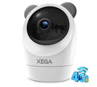 Xega Caméra Surveillance Intérieure 4G avec Carte SIM, Sans WiFi, 2K, Enregistrement 24/7, Détection Mouvement, Audio Bidirectionnel