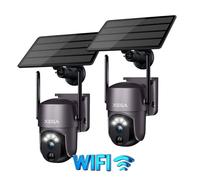 Xega Lot de 2 Caméra de sécurité Solaire extérieure sans Fil 2K PTZ Wi-FI Image Couleur PIR-AI Détection Humaine