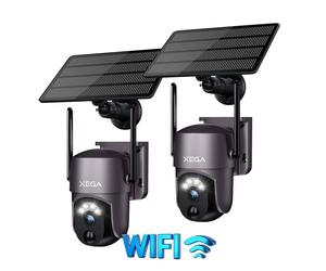 Xega Lot de 2 Caméra de sécurité Solaire extérieure sans Fil 2K PTZ Wi-FI Image Couleur PIR-AI Détection Humaine