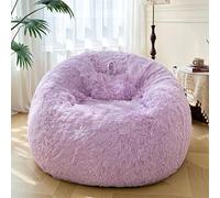 XeGe Housse de pouf géant et moelleux 1,5 m sans remplissage, en fausse fourrure ultra douce violet clair peluche à poils longs XL pour salon, chambre