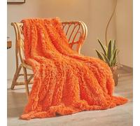 XeGe Jeté en Fausse Fourrure de Luxe, Couverture Douce Orange 127x152cm Moelleuse, Jeté Décoratif en Peluche Shaggy pour Canapé, Mignon Jeté de Lit Duveteux Couverture de Bureau pour Chambre Salon