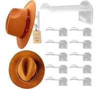 XEM Lot de 10 crochets muraux pour chapeaux incurvés de 7,4 cm | Support incurvé à large bord, butées avant dentelées, fixation adhésive ou à vis, pour chapeaux de cowboy, fedoras