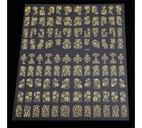 Xeme 108pcs/Sheet Gold 3d Nail Art Stickers Stickers Fleurs Métalliques Mixte Designs Décor