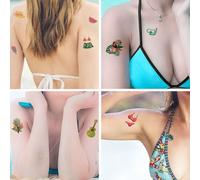 Xeme 10pcs/Set Tropical Hawaiian Tatouage Autocollant Aloha Flamingo Tatouages Temporaires Hawaii Luau Summer Party Decoration Supplies