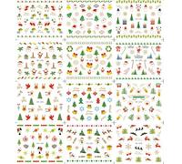 Xeme 12 Feuille De Noël 3d Nail Art Autocollants Flocons De Neige Bonhommes De Neige Nail Stickers Mode À La Mode Mignon