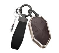XENDRO Coque de clé pour BYD Denza B8 B3 B5 Leopard 5 en métal et cuir | Boîte à clés compatible avec Denza B8 BYD Formula Leopard SUPER 5 Ultra 8 3 9, porte-clés, accessoires, marron