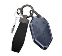 XENDRO Coque de clé pour BYD Denza B8 B3 B5 Leopard 5 en métal et cuir | Boîte à clés compatible avec Denza B8 BYD Formula Leopard SUPER 5 Ultra 8 3 9, porte-clés, accessoires, bleu