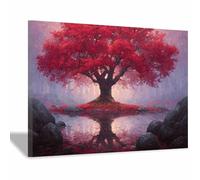 XENIOU arbre de vie mural Arbre feuillage arc-en-ciel décoration maison, tableau decoration murale, Chambre Salle De Bain Cuisine Bureau(Multicolore)-20x30cm Encadrée