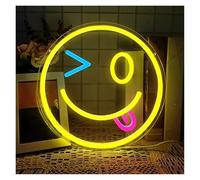 XENITE Néon Enseignes lumineuses Decor Panneau Néon Smiley Pour Décoration Murale, Lumière Pour Chambre À Coucher, Chambre D'enfant Bar Fête De Vacances Illuminé 29cm×29cm